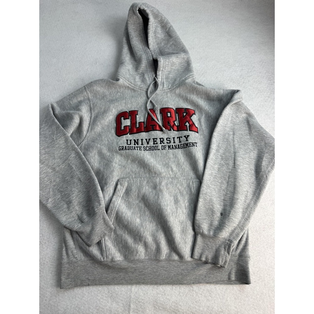 Clark University Hoodie Sweatshirt Mens Medium Gray MV Sport Fleece Graphic